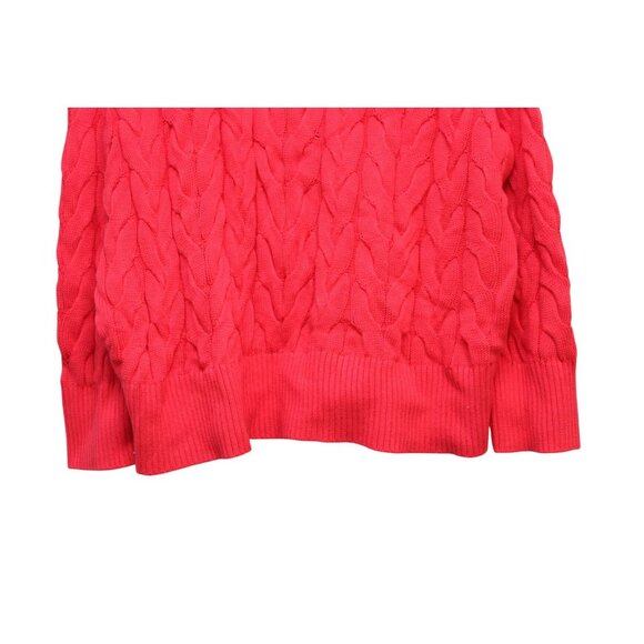 Lands End Drifter 1/4 Zip Sweater 2X Red Cable Knit Classic Preppy 100% Cotton - Picture 4 of 14